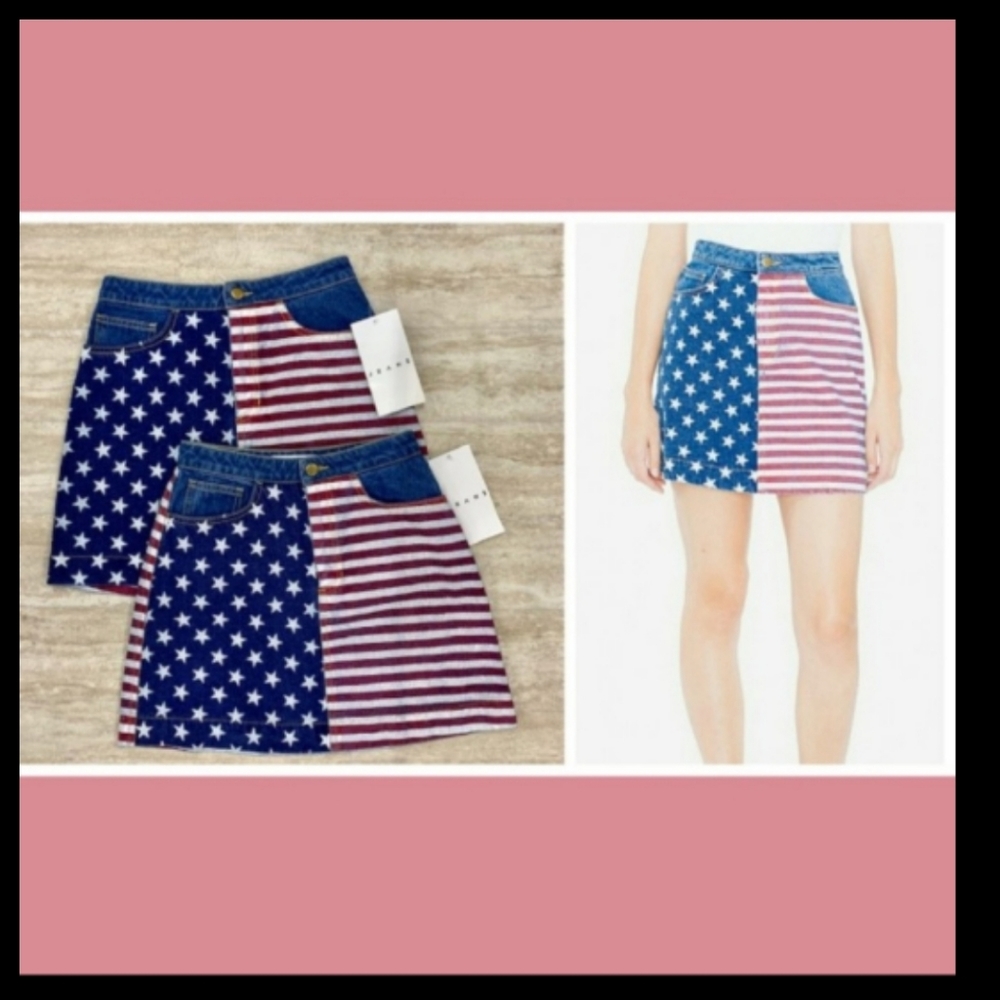 American Apparel Flag Mini Skirt, Sz XS